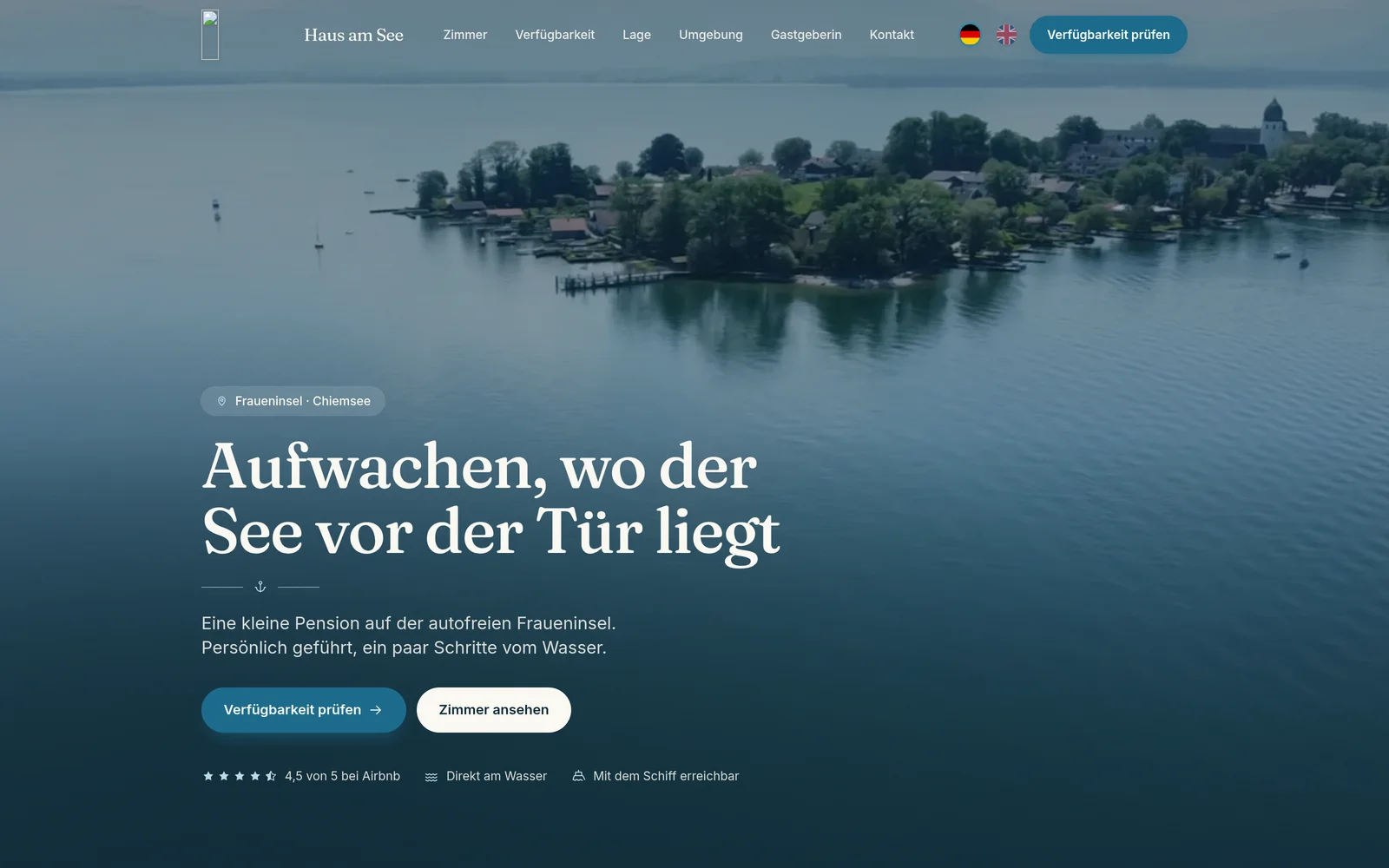 Website Haus am See, Pension auf der Fraueninsel