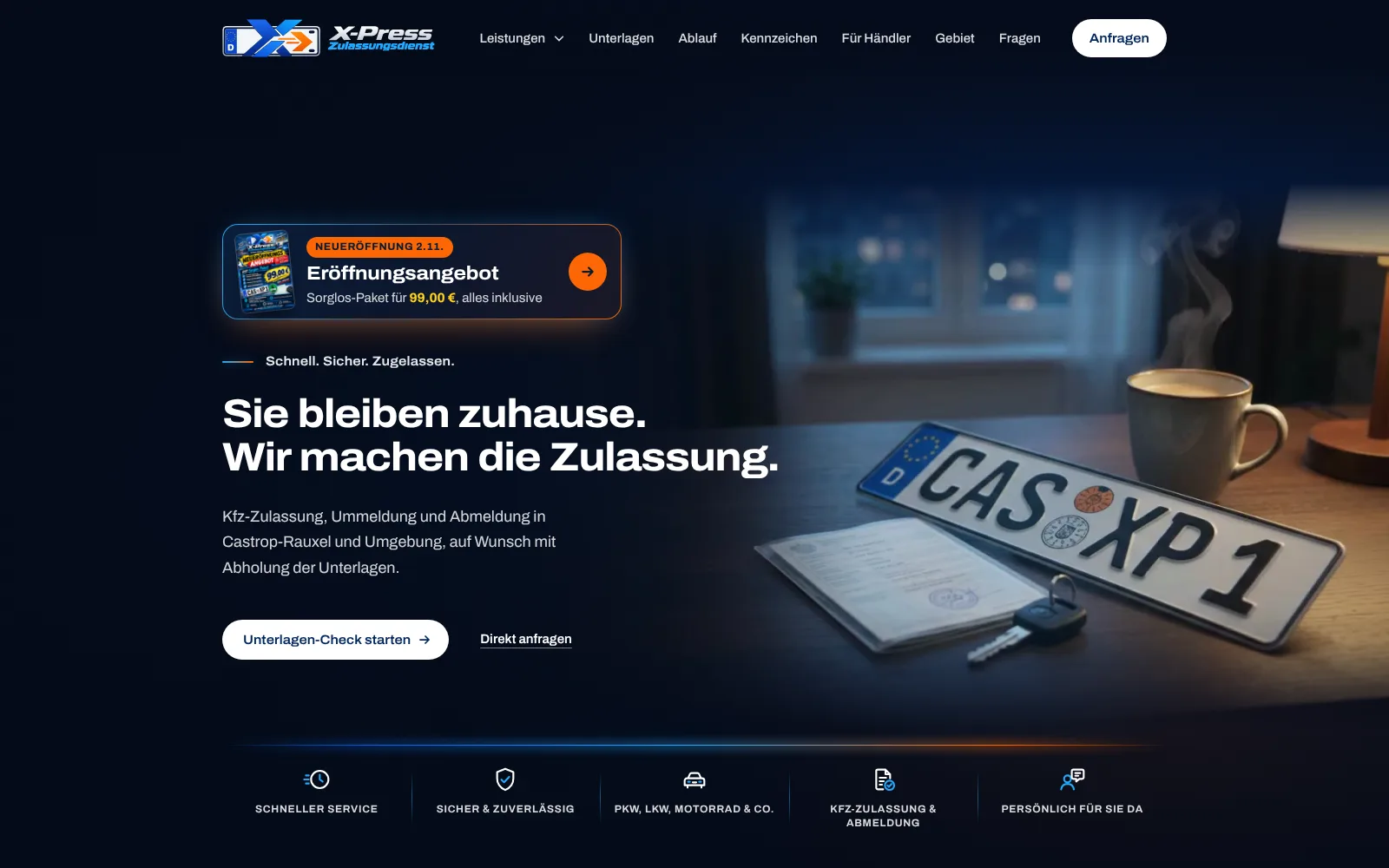 Website X-Press Zulassungsdienst